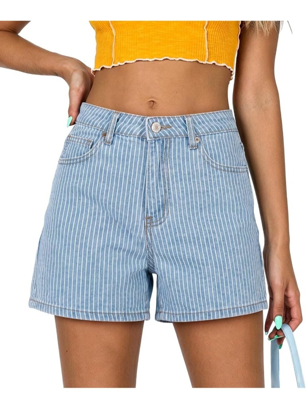 Women's bluestripes Summer Comfortable Stretchy Denim Casual Hot Short Jort Jean